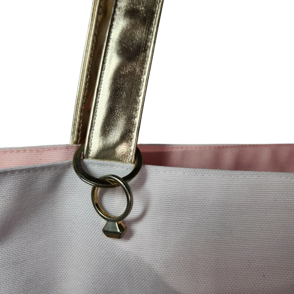 Reversible Tote Bag Bride To Mrs White Pink Gold